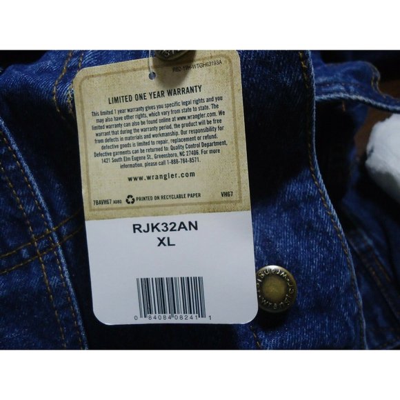 New Wrangler Rugged Wear Flannel Red Bk Lined Denim Jacket Coat XL RJK32AN  XL - Picture 4 of 12